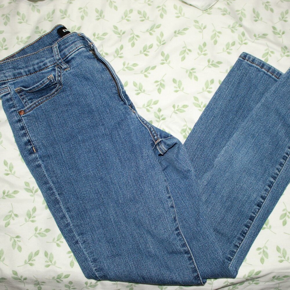 Express Skinny Mid Rise Blue  Women's Jeans Medium Wash Size 8 Regular